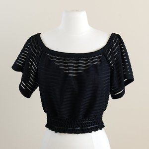Tracy Reese Off-The-Shoulders Black Crop Top Size Small